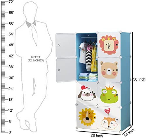 Image of Multi-Purpose Plastic Soft Sheet Wardrobe Storage Rack Closest Organizer for Clothes Kids Living Room Bedroom Small Accessories Wardrobe Organizer for Clothes (Blue), 142 Cm, 71 Cm