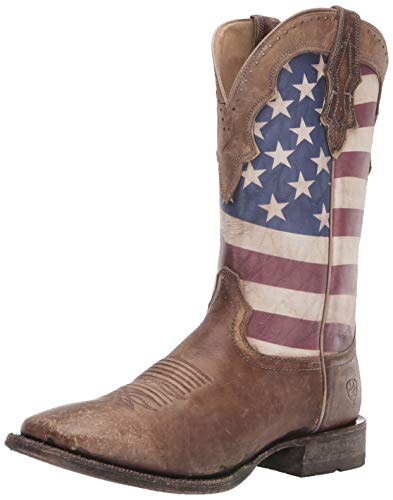 Ariat Men's Ranchero Stars and Stripes Western Boot, Naturally Distressed Brown/Patriotic, 11EE