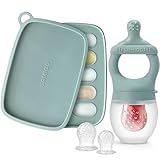 SAMiGO Baby Food Fruit Feeder and Breastmilk Popsicle Mold Set, Silicone Fruit...