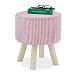 Relaxdays Sgabello in Velluto a Coste, Rotondo, Piccolo, Poggiapiedi, Imbottito, 4 Gambe in Legno, HxD 41x37, Rosa, Cartone, 1 pz