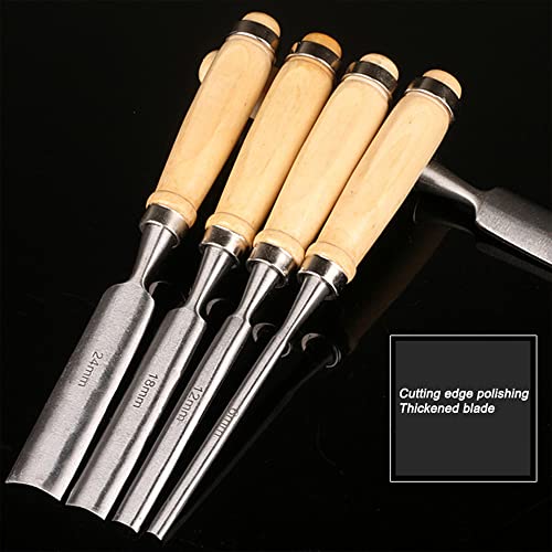 Omninmo 4Pcs Carpenter Engraving Chisel Set Semi-Circular Woodworking Chisel Carving Chisel Chrome Vanadium Steel Carpenter Wood Carving Diy Gouge Chisels Tool For Beginners Hobbyists #TOP1