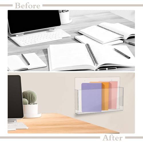 Porte-documents mural acrylique de qualité supérieure support transparent épuré 2pcs - 5