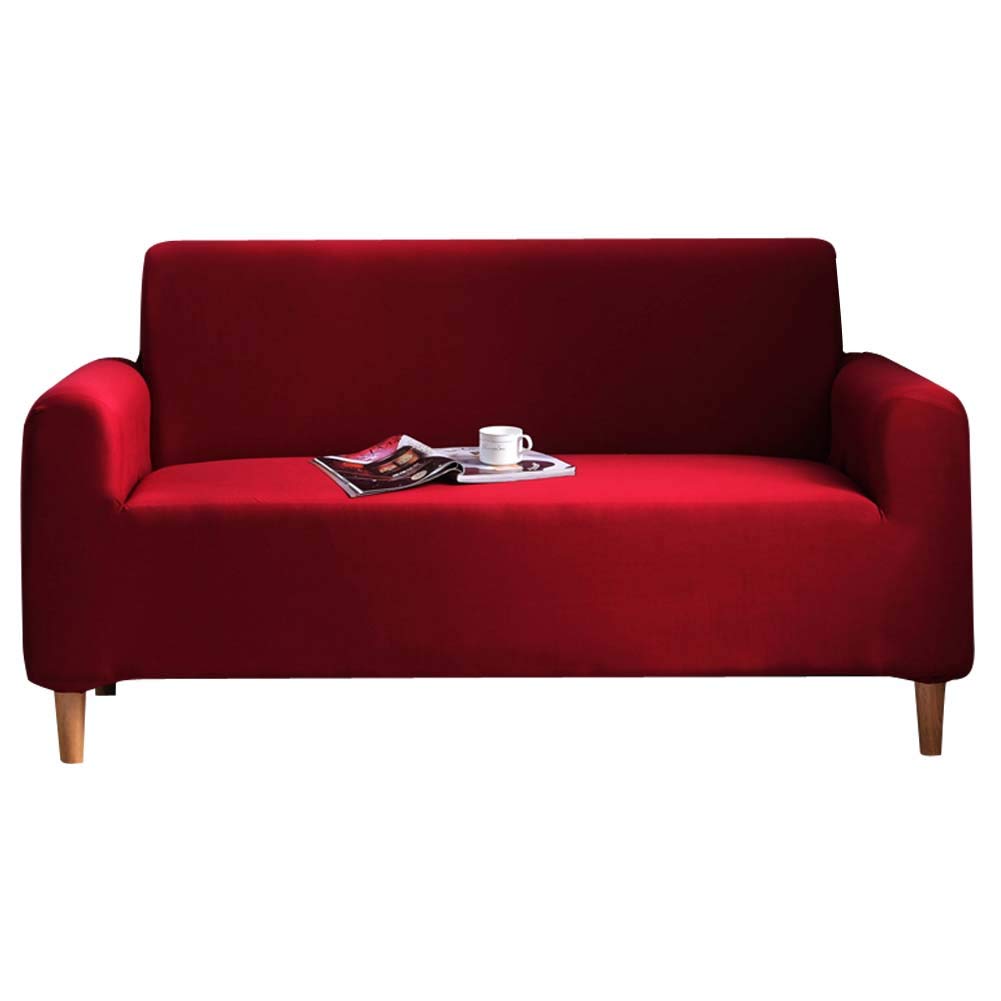Zangge Bedding Sofa Cover Slipcovers Set Burgundy Sofa Protector Cover Polyester Elastic Stretch Solid Colour Armchair Couch Living Room