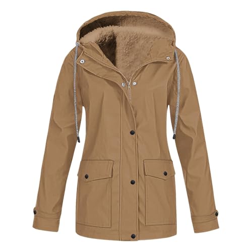 La Mejor Recopilación de Abrigos impermeables para Mujer Top 5. 42 TIMIFIS - chamarra impermeable de forro polar para mujer, chamarra impermeable de invierno, ligera, talla grande, cálida cortavientos al aire última intervensión, Marrón, Small