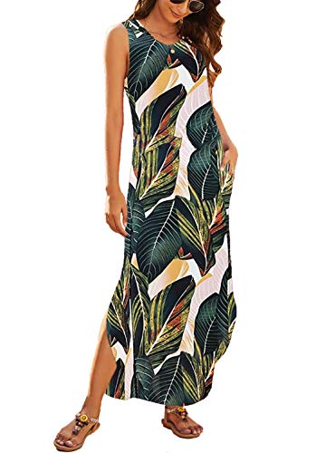 Image of Hount Women's Casual Summer Sleeveless Dress Loose Split Maxi Dresses with Pockets