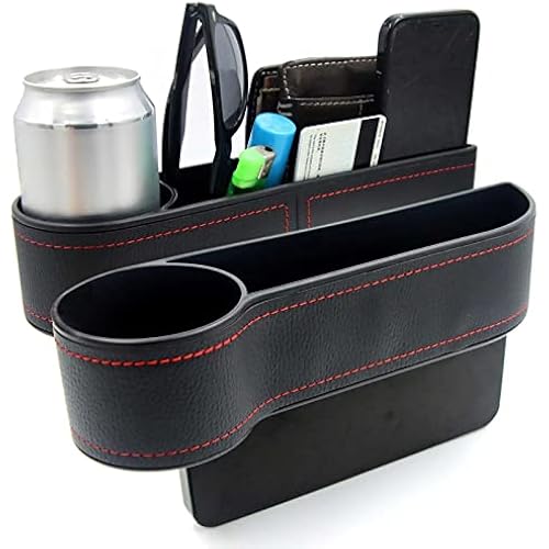 2 Pcs Car Seat Gap Filler - Leather Car Seat Crevice Storage Box with Adhesive Foam Pads, Car Gap Filler Organizer for Front Seat Gap Filler Between Car Seat and Console, Universal Fit