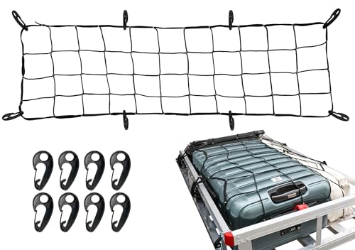 MaxxHaul Heavy-Duty Cargo Net 44 x 16 Stretches to 88 x 32 Tight 4 Mesh with 8 PP Hooks Truck & SUV Bed Net Trailer & Roof Rack Cargo Accessory