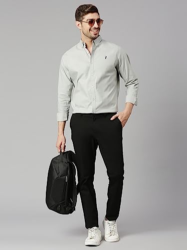 Image of Thomas Scott Men's Cricket Club Collection Classic Regular Fit Twill Shirt | 100% Cotton Long Sleeve Solid Shirt with Button Down Collar (Available in Plus Size)