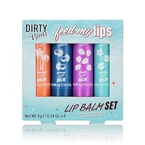 Dirty Works Feed My Lips, Lip Balm Set, 4 x 4g Lip Salve Tubes Gift Set, Various Flavours, 4 g (Pack of 4)