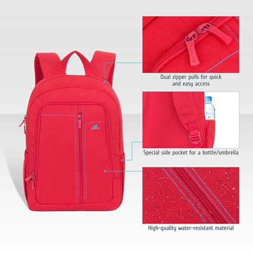 Image of RIVACASE Alpendorf 7560 Red Laptop Canvas Water Resistant Backpack 15.6 inch Inches