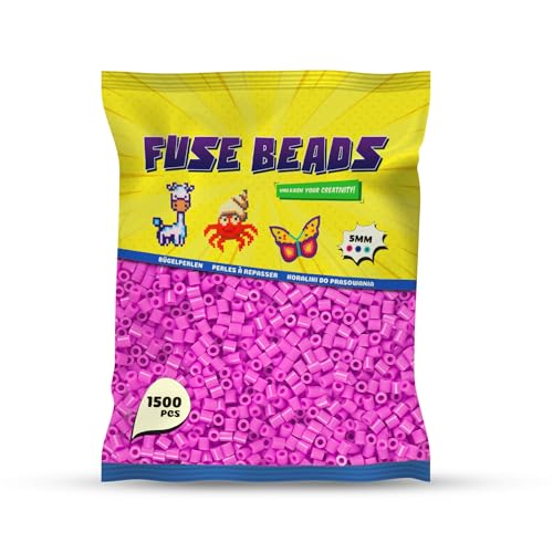 Benny Beads 1500 Piezas Cuentas para Planchar, 5mm, Juego de Plásticos Abalorio, Diseño de Joyas, Para DIY Manualidades Manualidad, Fuse Beads