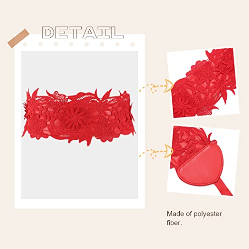 Asooll Vintage Lace Waist Belts Wide Leather Obi Bowknot Cinch Belt Corset Waist Bands Party Prom Dress Waist Belts for Women (Red)4