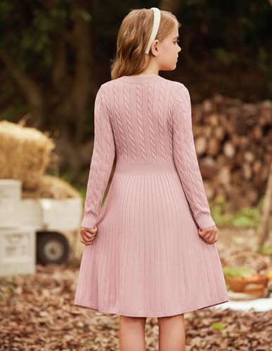 GRACE KARIN Girls Sweater Dress Long Sleeve Knit A Line Casual Midi Fall Winter Dresses 6-12 Years4