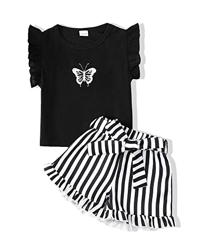 NZRVAWS Girl Clothes Toddler Girls Summer Outfit Heart Tank Top+Pink Shorts 2 Piece Clothing for Girl 1 2 3 4 5 6 7 T