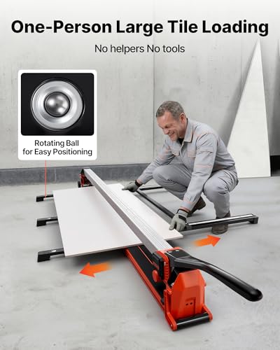 Image of VEVOR 63-Inch Manual Tile Cutter, Upgraded Rail and Sliding Head, Precision Alignment Guide, Tungsten Carbide Cutting Wheel, Support Legs with Swivel Wheels, for DIY Pros, Ceramic, Floor, Wall Tiles