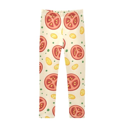ALAZA Girls' Leggings Children's Yoga Pants Skinny Printed Dance Tomatoes Comfortable 4T