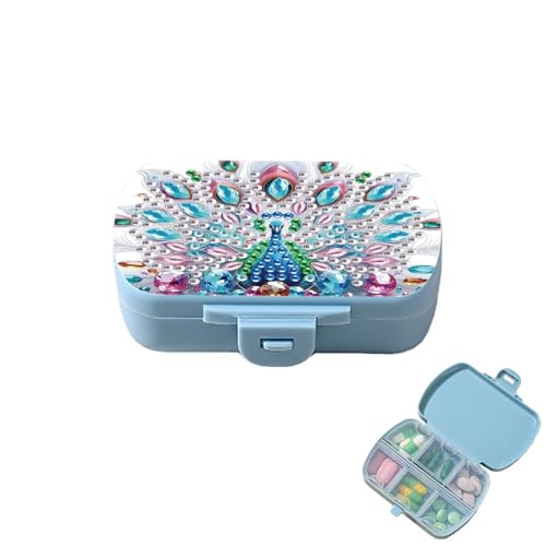 Image of ARTopet Diamond Art Painting Mini Storage Box with 6-Grid Creative Design Compact Portable Small Case for Purse Travel Daily-Peafowl