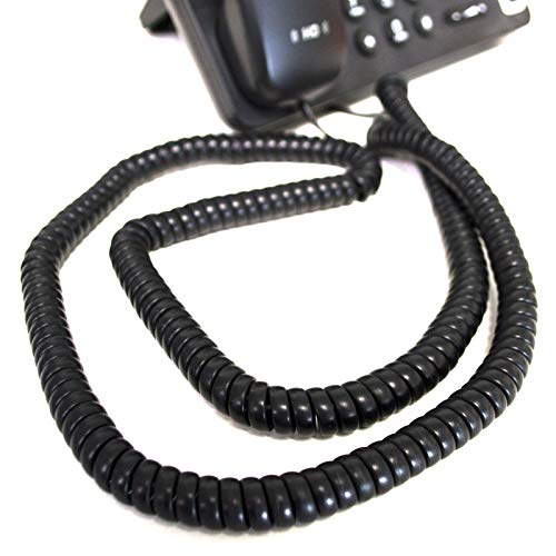 kenable Telephone Handset Coiled RJ10 Plug to RJ10 Plug Cable Lead Black 6m [6 metres]