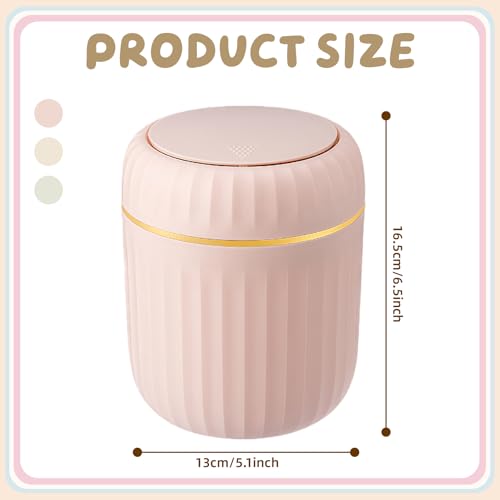 MEETOZ Desktop Trash Can,with Press Type Lid,Mini Plastic Desktop Trash Bin for Family Living Room Kitchen Bathroom Office Car Indoor Plastic Trash Can,with 60 sheets of Trash Bags (Pink)