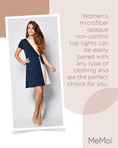 Image of MeMoi 2 Pack Perfectly Opaque Tights, Microfiber Control Top Tights, Comfortable and Lightweight - Sizes Extra Small to Q2