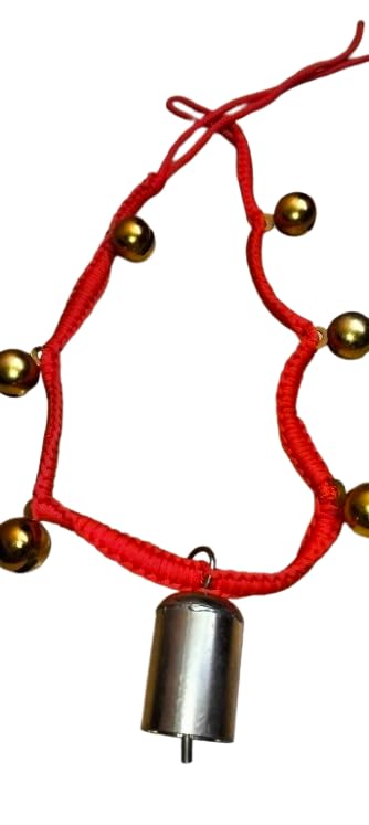 Shri Cow/Bull/Buffalo Bell, Animal Print Iron Cowbell, Necklace, Slip On, Gold, Unique Design 1pcs (colour - Red)-image-28