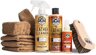 Chemical Guys HOL303 Leather Cleaner and Conditioner Detailing Kit, for Interiors, Leather, Apparel, Furniture, Boots, and More (Works on Natural, Synthetic, Pleather, Faux Leather and More), 9 Items