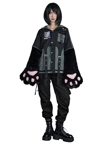 Attack on Titan Levi Ackerman Furry Paw Hoodie Daily Wear