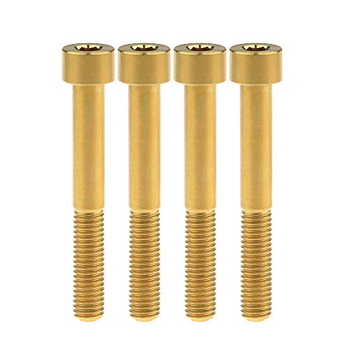 Tornillos M8 de titanio puro en color oro con cabeza hexagonal para acabados mecánicos premium
