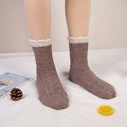 Image of Loritta 6 Pairs Womens Fuzzy Socks, Winter Warm Fluffy Slipper Socks