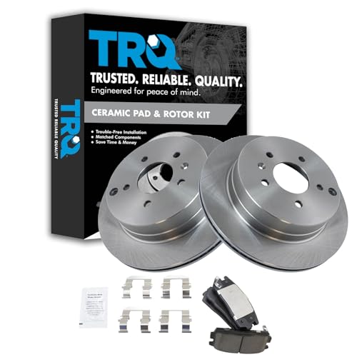 Image of TRQ Rear Brake Pad and Rotor Set Ceramic Vented Rotors Compatible with 2012-2015 Chevrolet Captiva Sport 2007-2009 Equinox 2007-2009 Pontiac Torrent 2008-2010 Saturn Vue 2007-2009 Suzuki XL-7