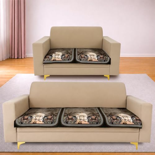 Image of Homerz Premium 'Luxe Series' Sofa Cover | Holland Velvet Fabric | Smooth Finish | Anti-Slip Fleece Backing Couch Protector (Maharaja, 5 (3+2) Seater, Only Seat Cover)
