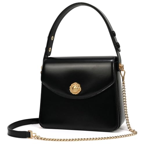 LA FESTIN Leather Top Handle Satchel Purse for Women Crossbody Bags Small Shoulder Purse Square Handbag with Adjustable Strap