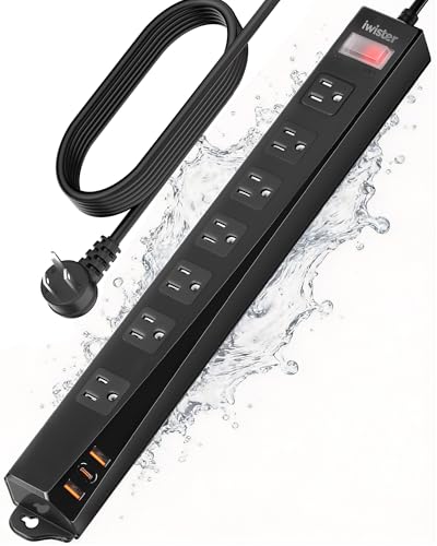 Image of Outdoor Power Strip Weatherproof IPX6,1625W /13A 10 Ft Extension Cord with Multiple Outlets,7 AC & 3 USB, Wall Mount for Camping,Poolside,Garden,Workshop