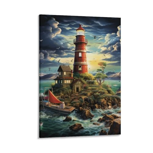 Phare Côtier Murale Décoration Impression Sur Toile Tableau Moderne 40x60cm Pour Maison