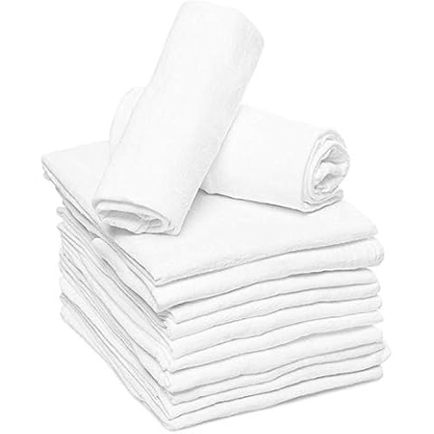 RUVANTI 10 Pack Birdseye Flat-Fold Cloth Diapers for Babies, 100% Cotton Extra Large Reusable Diapers 24x24 Inches, Baby Burp Cloths Cover