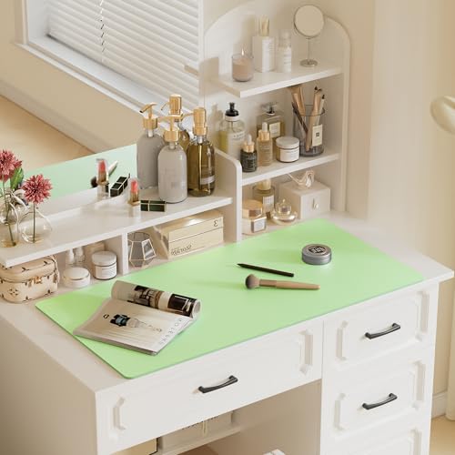 Image of Aothia Faux Leather Desk Mat - Large Mouse Pad, Non-Slip PU Leather Blotter, Waterproof Writing Surface for Office and Home (Foam Green, 47.2 inch x 23.6 inch)