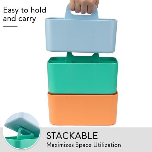 Image of Tiawudi Multipurpose Caddy Organizer, Plastic Caddy with Handle, Stackable Desk Organizer for Stationery, Marker and Pencil, Office Supplies Organizer, Dorm Caddy (Pack of 2)