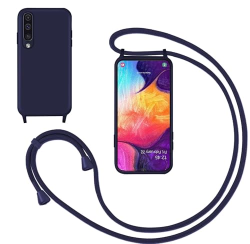GoodcAcy Cover with Necklace for Samsung Galaxy A70/A70s, Liquid Silicone Case with Lanyard, Case with Adjustable Necklace Case with Strap for Samsung Galaxy A70/A70s, Blue