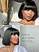 LUVME HAIR 10 Inch Light Yaki Straight Bob Wig with Bangs Human Hair Realistic HD Lace Short Black Bob Wigs, Ready to Go Blunt Cut Bob Wig Glueless 180 Density