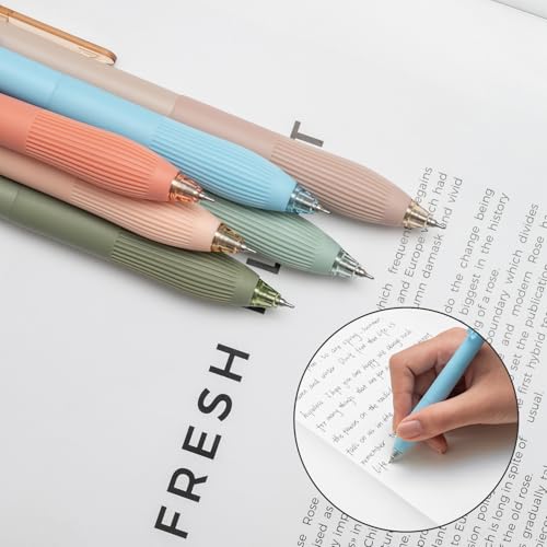 Image of Linbsunne Gel Pens Black Ink Pens for Office 0.5mm Fine Point Pens Smooth Writing Retractable Work Pen (Macaron 12 pcs)