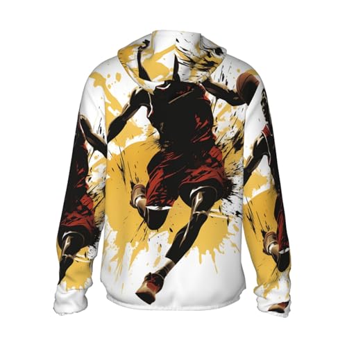 Women's Sun Protection Hoodie Jacket Basketball Man Dribbling in the Air Lightweight Long Sleeve Sun Shirt for Women Small2