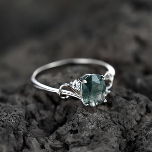 Natural Moss Agate Ring 925 Sterling Silver Heart Promise Engagement Wedding Rings for Women Birthday Jewelry Gifts4
