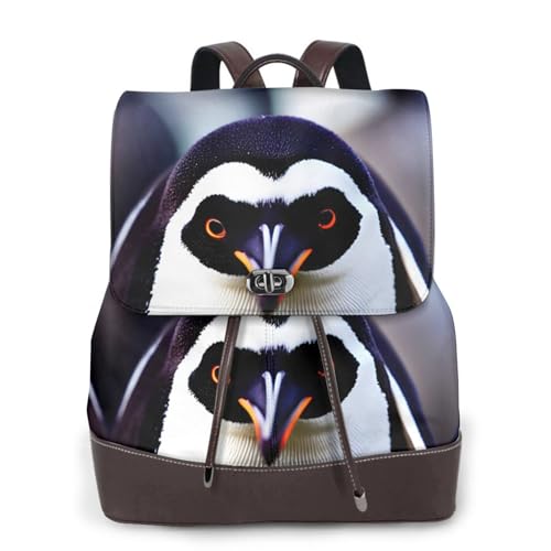 Sac à dos pour ordinateur portable avec motif pingouin mignon en cuir