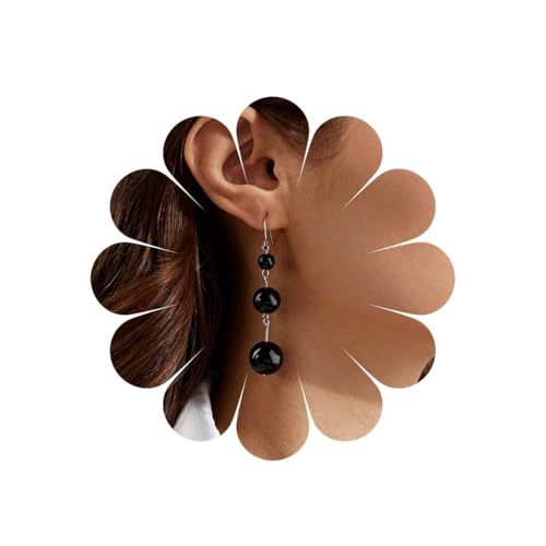 TseenYi Orecchini Di Perle Nere Orecchini Vintage Di Perle Nere Orecchino Di Perles A Sfera Orecchino Pendenti Lampadario Perline Dichiarazione Fascino Gioielli Per Le Donne