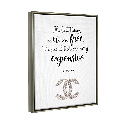 Image of 'Best Things In Life Fashion Phrase'| Floating Frame Canvas Art | Stupell Industries | Gray, 17 x 21 Inches, Easy to Hang and Sturdy, Made in USA, by Ziwei Li