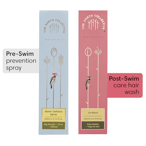 Image of The Earth Collective Swimmers Hair Care Duo - Pre Swim Anti-Chlorine Hair Spray & Post Swim Hair Wash - Co-Wash, Reduces Hair damage, hair fall, frizz & dryness, complete hair care for swimmers, 400ml