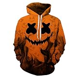 PANBOB Kapuzenpullover Herren Langarm 3D Halloween Smiley Drucken Pullover Herren Loose Schick Kreative Trend Paare Sweatshirt Party Cosplay Club All-Match Hoodie Herren WY01-71 L