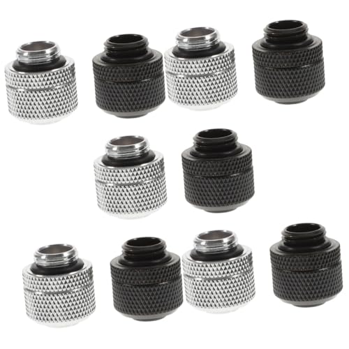 Operitacx Conector De Compresión Para Refrigeración Líquida Pc Accesorio Roscado Resistente Cromado Sello Compatible Con Sistemas Enfriamiento Computadora Paquete 2 Piezas X 5