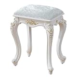 Elegante taburete de tocador vintage redondo y rectangular, tapicería de terciopelo plateado