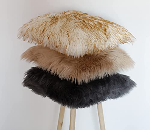 Peshtemania Dark Beige Fluffy Pillows (2Packs 18"X18") Cute Faux Fur Pillow Case Decorative For Couch Sofa Fuzzy Throw Pillows Covers For Bedroom Living Room Decor And Car Cushion #TOP4